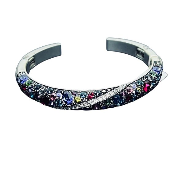 Brighton Trust Your Journey Silver Tone Double Hinged Cuff Bracelet (5942) - Picture 2 of 7